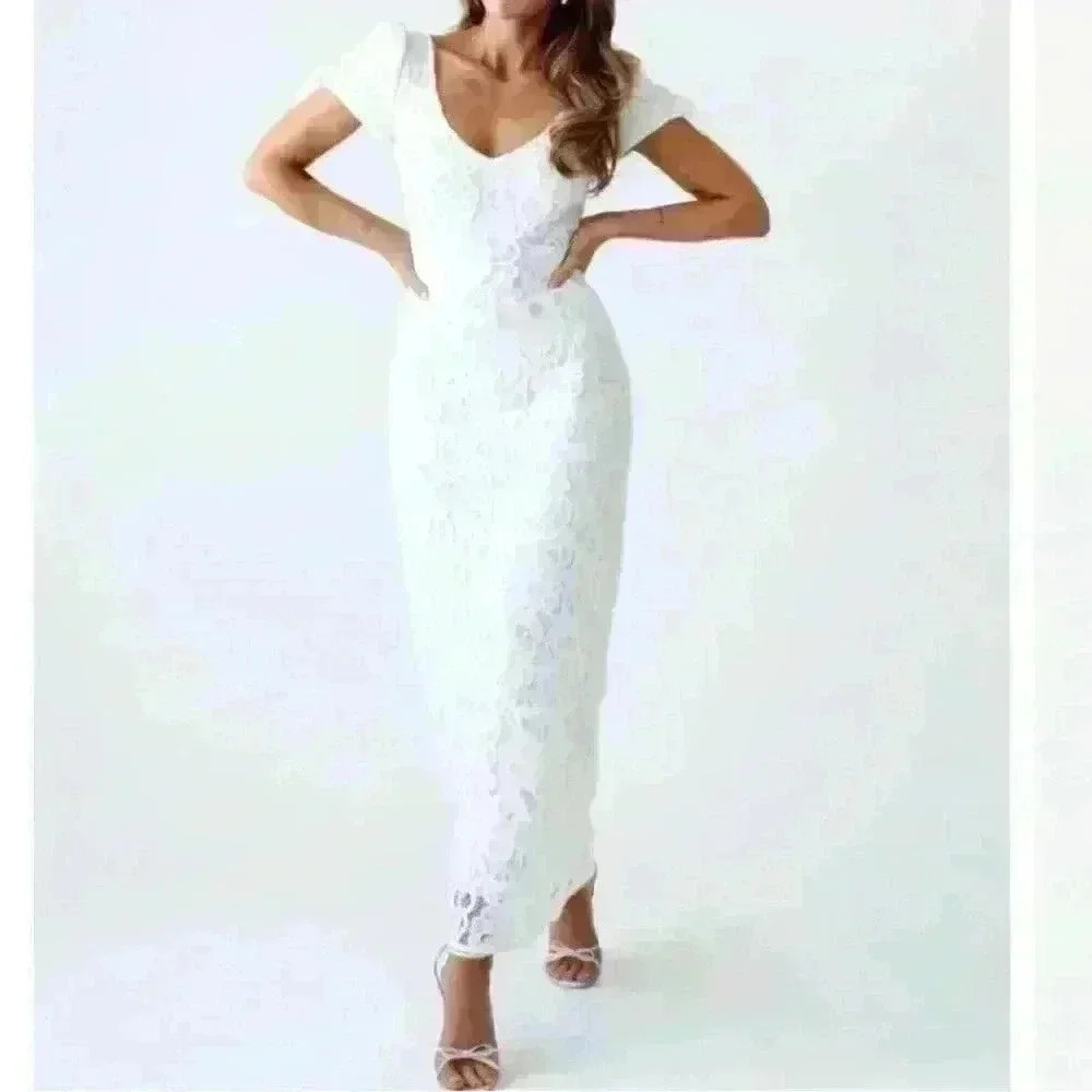 NWT Rumored Dakota Maxi Mini Dress Lace Short Sleeve Size S